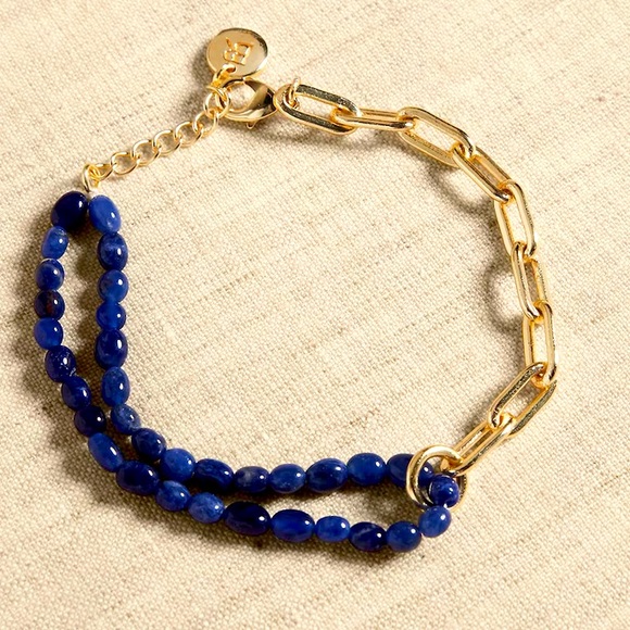 NWT BANANA REPUBLIC SEMI-PRECIOUS STONE PAPERCLIP CHAIN BRACELET - Picture 1 of 4